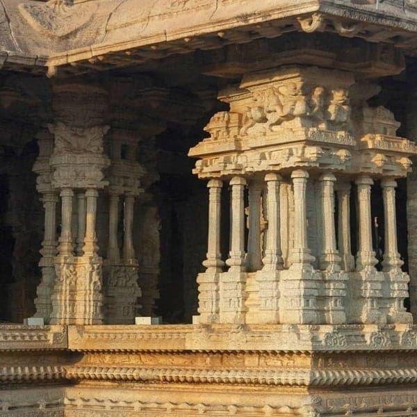 Carved stone temple pillars