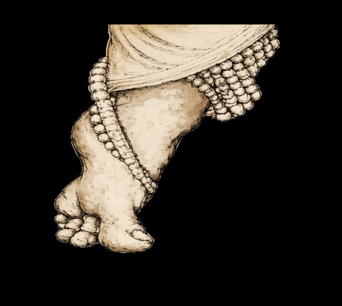 Illustration of Shiva's feet adorned with anklets